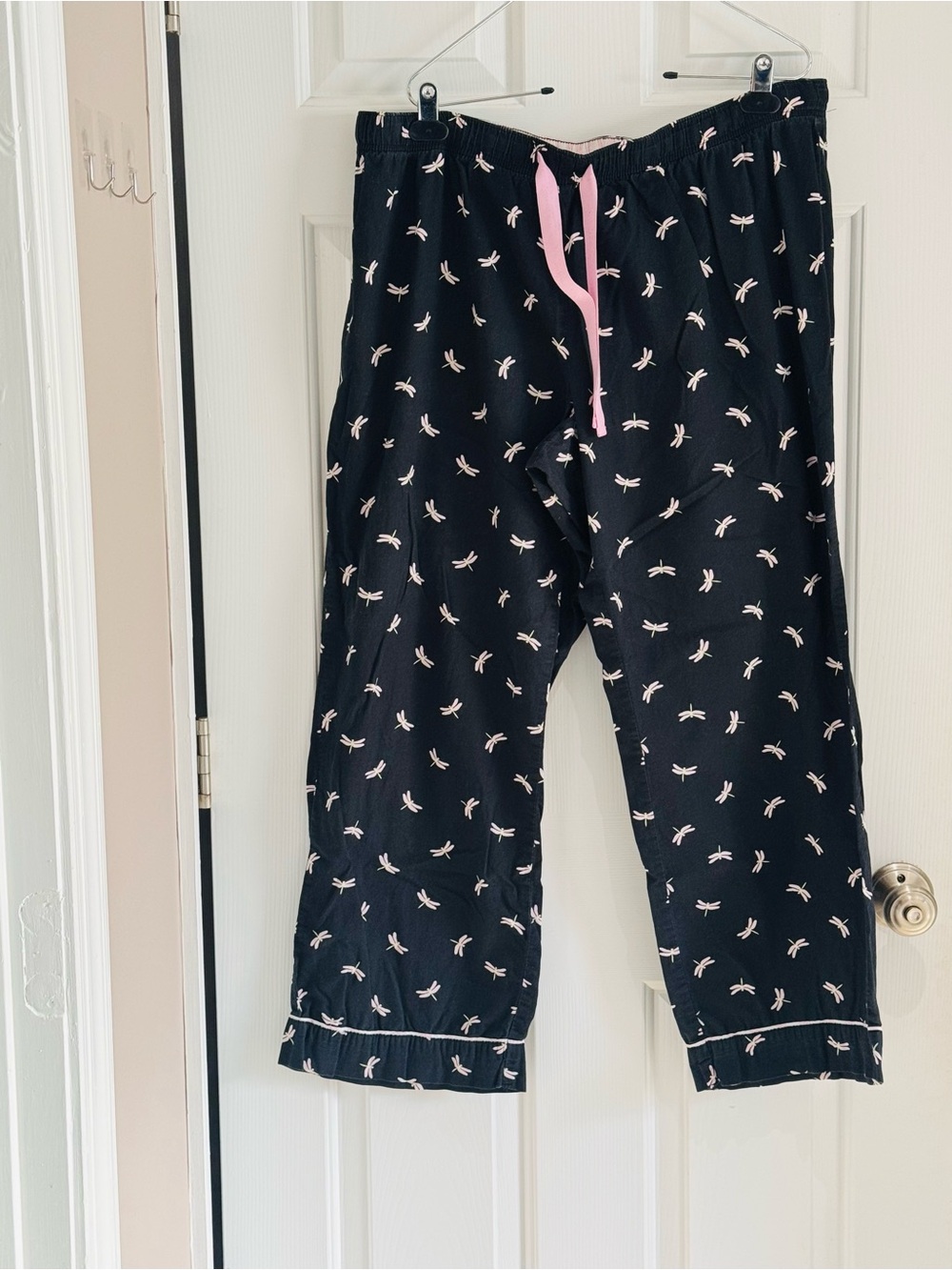 Faded Glory Black Pajama Pants with Pink Dragonfly Motif